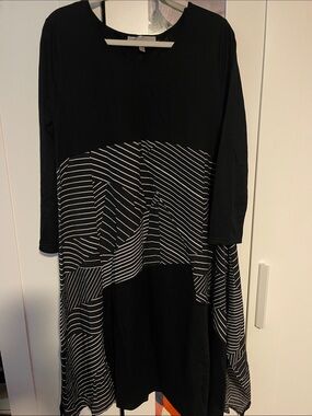 Pretty Angel Black and White Striped Panel Dress